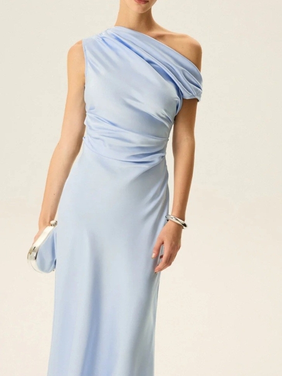 Commense Dresses & Skirts - Commense One-Shoulder Pale Blue Evening Gown